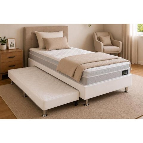 Cama Box c/Aux Crc Solt +Colchão Ortopédico Magnum Hellen -