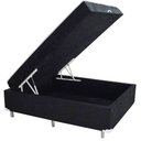 Ver imagem 1 de Cama Box Baú Casal Conjugado Ortopédico Suede Preto 45x138x188