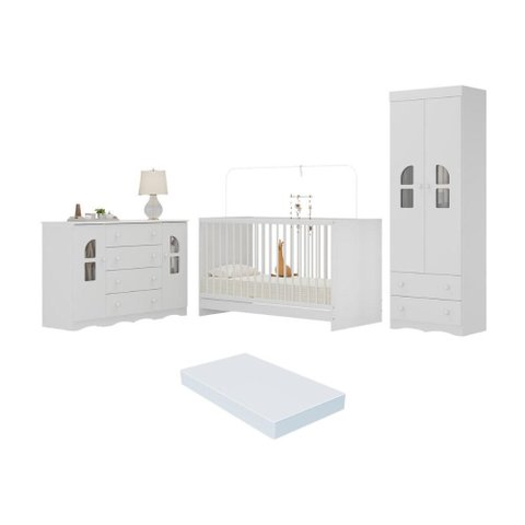 Quarto de Bebê Completo com Berço 3 em 1 com Colchão Incluso Liz Multimóveis Mp4579