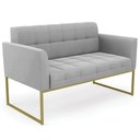Ver imagem 1 de Sofá Namoradeira Base Industrial Dourado Ana Suede Cinza - Ibiza