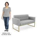 Ver imagem 5 de Sofá Namoradeira Base Industrial Dourado Ana Suede Cinza - Ibiza