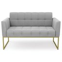 Ver imagem 6 de Sofá Namoradeira Base Industrial Dourado Ana Suede Cinza - Ibiza