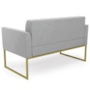 Ver imagem 7 de Sofá Namoradeira Base Industrial Dourado Ana Suede Cinza - Ibiza