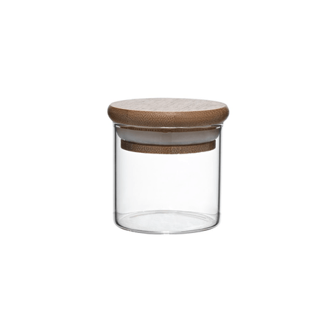 Dupla de Porta Mantimentos Vidro Boro Tampa Bambu 80 Ml Mimo Style