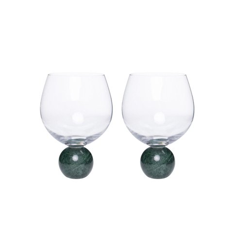 Jogo 2 Taças para Gin de Cristal e Mármore Verde 640ml 23114 Mart