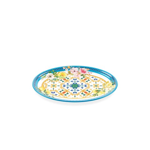 Bandeja Oval Pequena Flower &amp; Lemon em Melamina -35,5x25,5xh3cm - Guzzini
