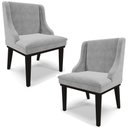Ver imagem 1 de Kit 2 Cadeiras Decorativas Sala de Jantar Base Fixa de Madeira Firenze Suede Cinza/Preto G19 - Gran