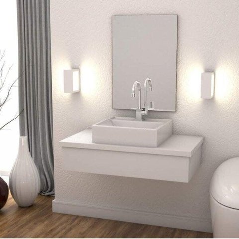 Bancada para Banheiro 80cm com Cuba Q39 800W Metrópole Branco/Chess