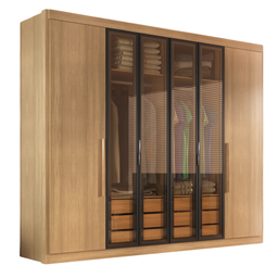 Guarda Roupa Casal Valencia 6 Portas 6 Gavetas com Vidro Reflecta - 6 Guarda Roupa Casal Valencia 6 Portas 6 Gavetas com Vidro Reflecta - 6