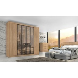 Guarda Roupa Casal Valencia 6 Portas 6 Gavetas com Vidro Reflecta - 2