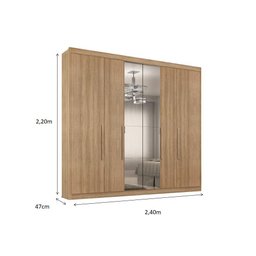 Guarda Roupa Casal Valencia 6 Portas 6 Gavetas com Vidro Reflecta - 4