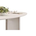 Ver mais imagens de Mesa de Sala Jantar Liz C/ Tampo Madeirado C/ Vidro Oval 218x108cm Off White/dourado - Dj Móveis