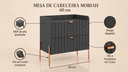 Ver imagem 2 de Mesa de Cabeceira Moderna com Gavetas MDF Moriah 60cm Grafite com Pés e Puxadores Industrial