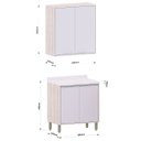 Ver imagem 4 de Kit Armário Aéreo e Balcão 2 Portas 80 Cm Atenas Cinza Cristal