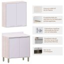 Ver imagem 2 de Kit Armário Aéreo e Balcão 2 Portas 80 Cm Atenas Cinza Cristal