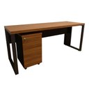 Ver imagem 2 de Mesa Escrivaninha Industrial com Gaveteiro 3 Gavetas 190cm Nogal com Preto F5 Office