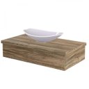 Ver imagem 3 de Conjunto Bancada para Banheiro 80cm com Cuba Canoa L45 800W Metrópole Marrom/Carvalho