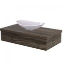 Ver imagem 3 de Conjunto Bancada para Banheiro 80cm com Cuba Canoa L45 800W Metrópole Marrom/Carvalho Dark