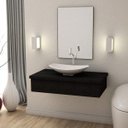 Ver imagem 1 de Conjunto Bancada para Banheiro 80cm com Cuba Canoa L45 800W Metrópole Preto/Ônix