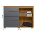 Ver imagem 2 de Cômoda 4 Gavetas 2 Portas Ripadas Texas - Freijó / Cinza