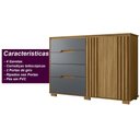 Ver imagem 3 de Cômoda 4 Gavetas 2 Portas Ripadas Texas - Freijó / Cinza
