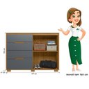 Ver imagem 5 de Cômoda 4 Gavetas 2 Portas Ripadas Texas - Freijó / Cinza