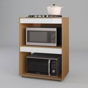 Ver imagem 2 de Balcão Cooktop Ariana Cozinha Compacta com Nichos para Micro-Ondas Amêndoa Branco - Desk Design
