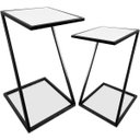 Ver imagem 1 de Conjunto Mesa de Canto Industrial Dupla Lateral Sieger Decoração para Sala Preto/Branco