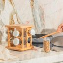 Ver imagem 5 de Kit Organizador de Gaveta com 01 Porta Temperos + 01 Porta Rolos + 01 Organizador Talheres em Bambu