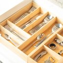 Ver imagem 6 de Kit Organizador de Gaveta com 01 Porta Temperos + 01 Porta Rolos + 01 Organizador Talheres em Bambu