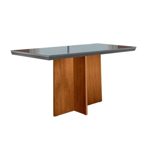 Mesa de Sala Jantar C-tampo Vidro Canto Reto 120x80cm Grafite Imbuia Flex Vidro Grafite Rufato