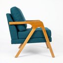 Ver imagem 4 de Kit 2 Poltronas Mona Luxo Madeira Maciça Linho Azul para Sala de Estar Decorativa Moderna