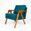 Ver imagem 3 de Kit 2 Poltronas Mona Luxo Madeira Maciça Linho Azul para Sala de Estar Decorativa Moderna