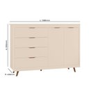 Ver imagem 3 de Cômoda Valentina 100% Mdf Tuboarte com 4 Gavetas 2 Portas e Kit de Pés Estilo Retrô