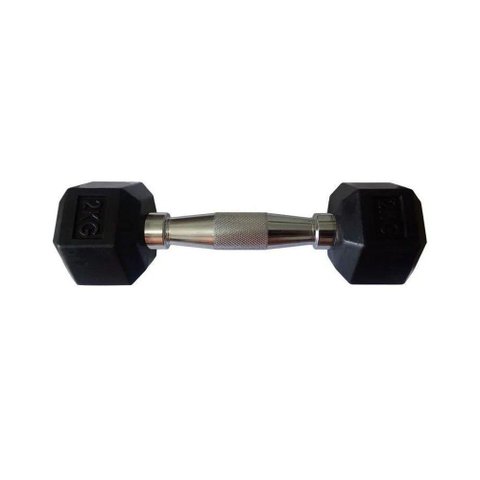 Halteres Sextavado Injetado com Pegada Cromada 2,0kg