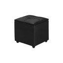 Ver imagem 3 de Kit 2 Puff Baú Decorativo Cristal 40x40 Estofado em Veludo Preto