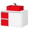 Ver imagem 4 de Conjunto de Banheiro Mdf 0,60m Branco e Vermelho Estilo e Modernidade:branco/vermelho