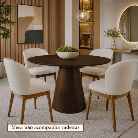 Mesa de Jantar Muniz Redonda Madeira Maciça 120cm Chocolate