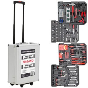 Kit Maleta de Ferramentas 184 Peças Cromo Vanadium com Rodas