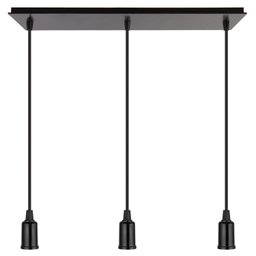 Pendente Industrial Cabo Tecido Triplo CQ E27 Vintage:Preto - 1