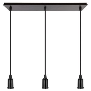 Pendente Industrial Cabo Tecido Triplo CQ E27 Vintage:Preto