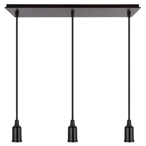 Pendente Industrial Cabo Tecido Triplo Cq E27 Vintage:preto