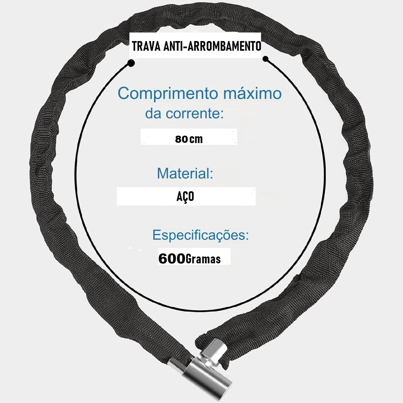 Cadeado D Aço com Corrente 80cm + Selim para Bike Ultraleve - 4