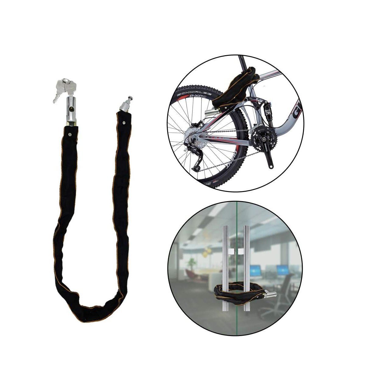 Cadeado D Aço com Corrente 80cm + Selim para Bike Ultraleve - 2