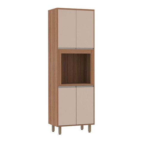 Paneleiro 70 Cm Nicho para Microondas 4 Portas de Abrir 2 Prateleiras Lari Luciane Móveis