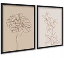 Ver imagem 1 de Kit 2 Quadros Flores Linhas Suaves - Bege 24x18cm:moldura Branca