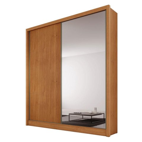 Guarda Roupa Casal Toledo 2 Portas 1 com Espelho 3 Gavetas Cinamomo - Novo Horizonte