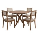 Ver imagem 1 de Mesa de Jantar Redonda Cacau com 4 Cadeiras Estofadas Encanto Linho Bege Ornar