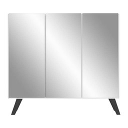 Sapateira Retrô com Espelho 3 Portas Nina Multimóveis MP6022 Branca/Preta - 6