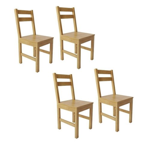 Conjunto 4 Cadeiras para Sala de Jantar Madeira Maciça Mandacaru Yescasa Bege/Amendoa